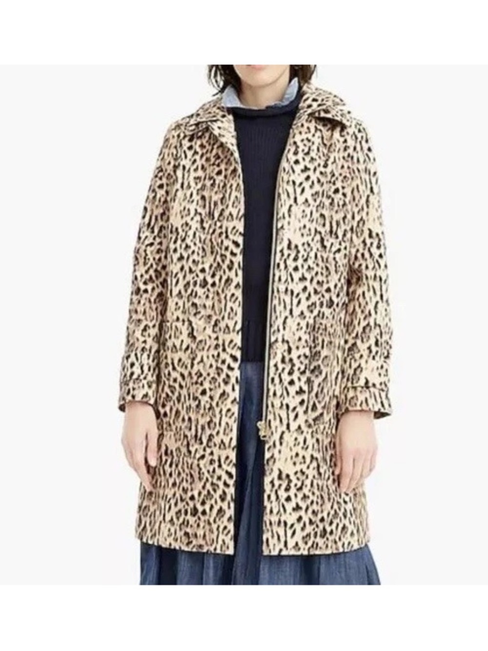 J. Crew NWT Leopard Print Women's Coat with detachable hood. Size 12.